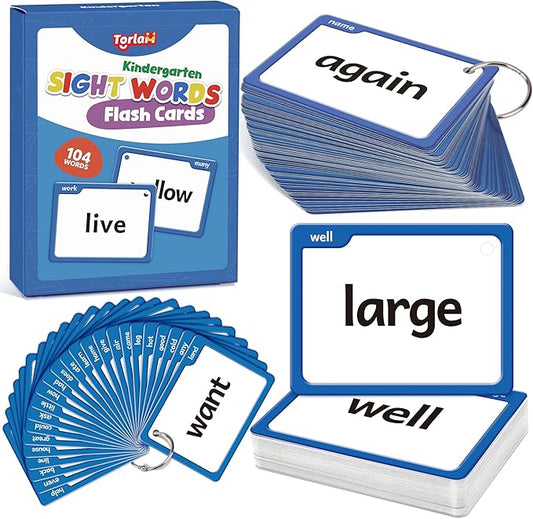 Torlam Sight Words Flash Cards for Kids Kindergarten,Learn to Read Digraphs CVC Blends Long Vowel Sounds Spelling Reading Phonics Games for 4-6 Years, Site Words Classroom Homeschool