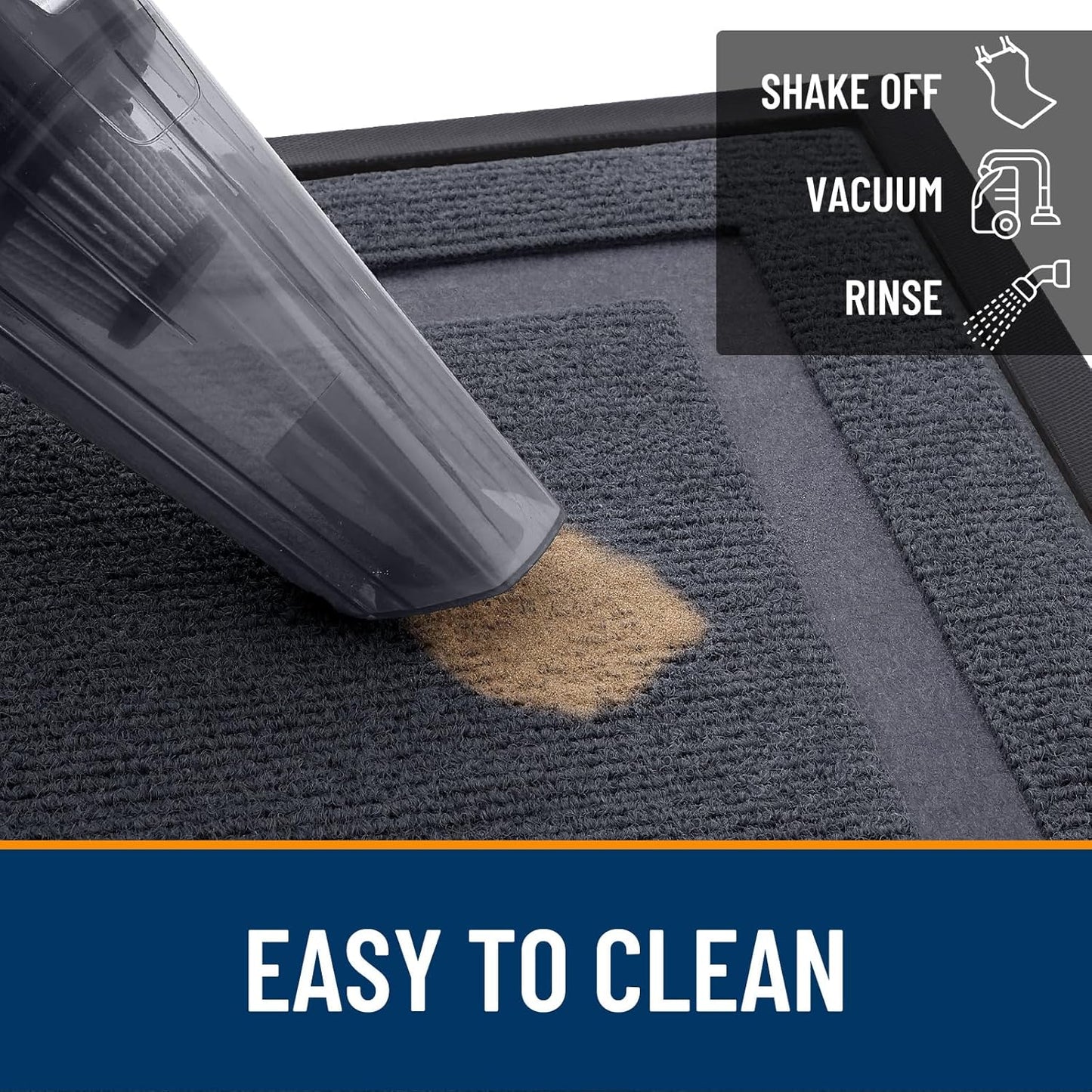 OLANLY Front Door Mat Indoor Outdoor Entrance, Waterproof All-Season, All-Weather Doormat, Sturdy Natural Rubber, Fade Resistant, Low Profile, Easy Clean Patio Porch Entryway Mat, 59x23, Light Grey