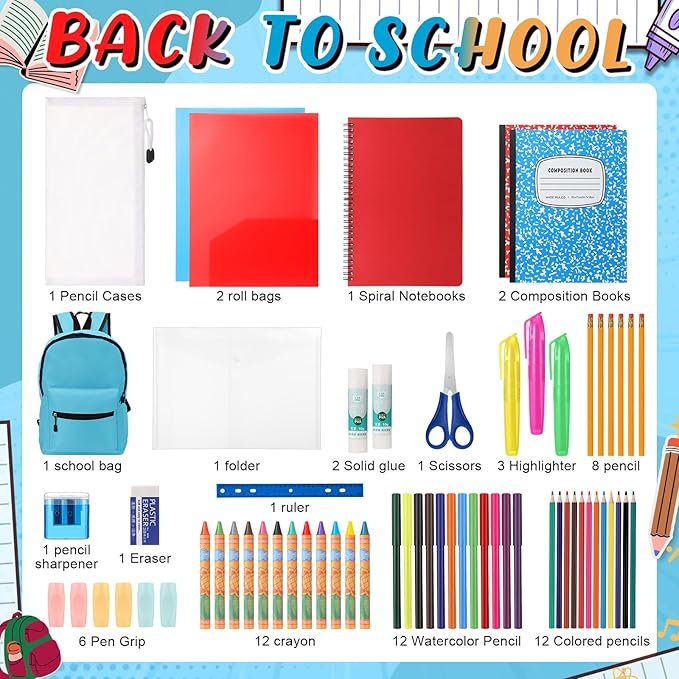 79 Pcs Christmas Gift Box for K-5 Elementary Middle Kit Bundle Bulk Essential for Operation Charity Xmas Gift(Blue)
