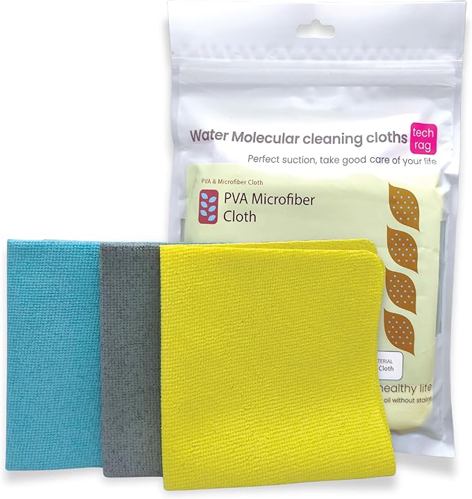 3-Pack PVA Microfiber Cleaning Cloth – 12"x12" Ultra Absorbent, Quick Dry, Streak-Free, Kitchen, Glass, Home & Office
