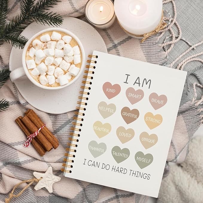 QUICQOD I Am Kind I Am Smart Affirmations Inspirational Notebooks,Positive Journal for School Coworker Teacher Student,Journaling Notebooks for Women,Hardcover Spiral Notebook 5.5x8.3