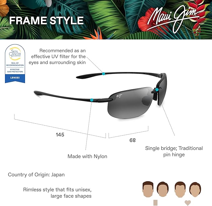 Maui Jim Polarized Men's and Women's Hookipa XLarge Oval Sunglasses