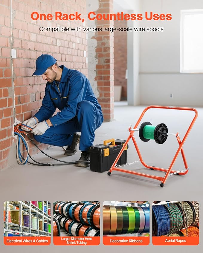 VEVOR Cable Caddy, Heavy Duty Steel Frame, Spool Holder for Electrical Wires, Portable Wire Dispenser for Up to 20 in Diameter Spools, 100 lbs Capacity for Cable Reels, Electrical Industrial Retail