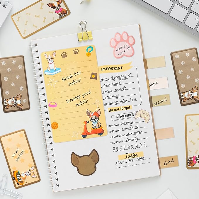 B1ykin Cute Sticky Notes Set - I Just Really Like Chihuahua Self-Stick Notes Pad, 550 Sheets Writing Memo Pages Sticky Notepad for Teacher Appreciation Gift, School Party Supplies (Chihuahua)