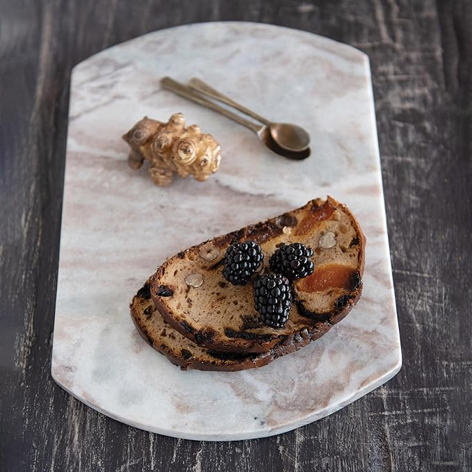 Creative Co-Op Long Marble Cutting Board, Buff, 12" x 8"