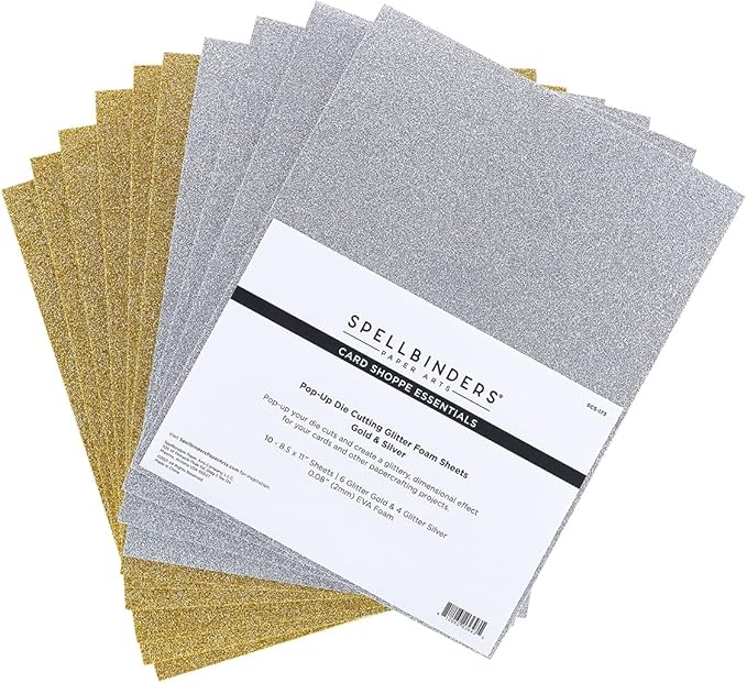 SPELLBINDERS PAPERCRAFTS, INC Gold & Silver Spellbinders Glitter Foam Sheets 8.5"X11" 10/Pkg