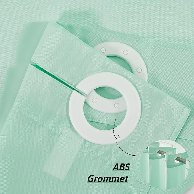 Mint Green No Hook Shower Curtain,Polyester Fabric Bathroom Curtains with 10 Split Grommets,Machine Washable & Waterproof,Hotel Grade,Standard Size 72x72 Inch
