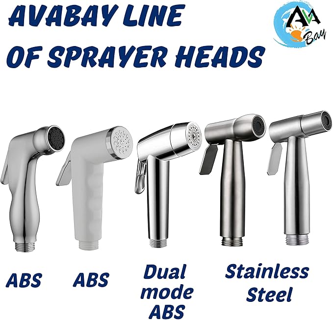 Stainless Steel Sprayer Head w/Thermal Grip-Bidet Spray w/Brushed Chrome Finish - Cloth Diaper Shattaf - Pet Wash