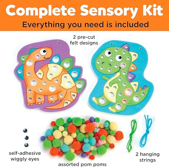 Creativity for Kids Pom Pom Pictures: Dinosaurs - Toddler Learning Toys, Sensory Play (Ages 3+)