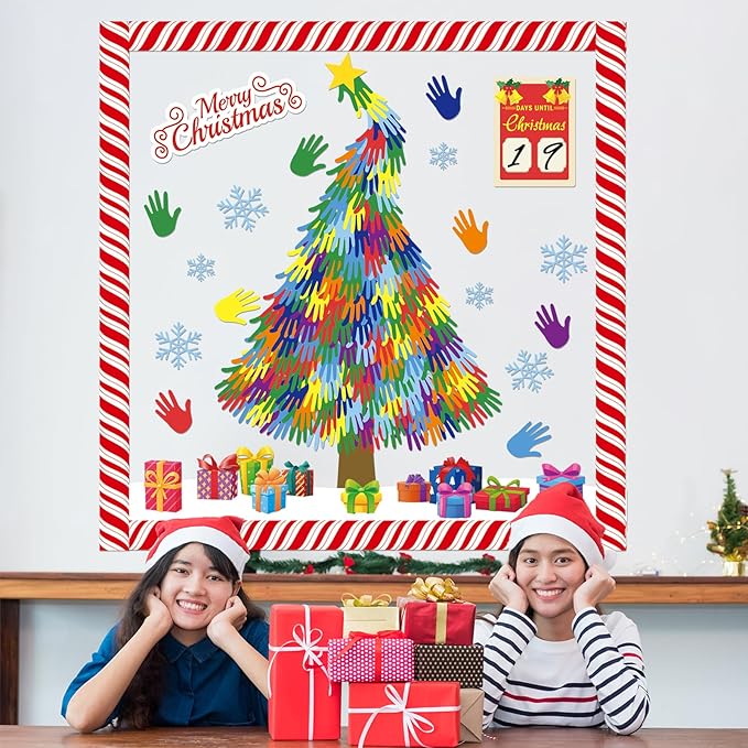 gisgfim Christmas Bulletin Board Decoration Set Merry Christmas Tree Paper Cutouts Xmas Classroom Count Down Bulletin Board Decor for Xmas Winter Holiday School Door Party Home Wall(Count Down)