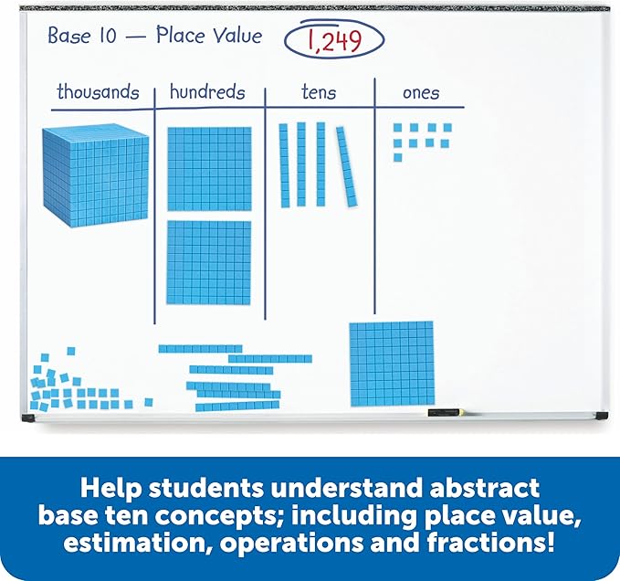 Learning Resources Giant Magnetic Base Ten - Math Manipulatives, Teacher Supplies, Back to School, Counting Cubes for Kids, 131 Piece Set