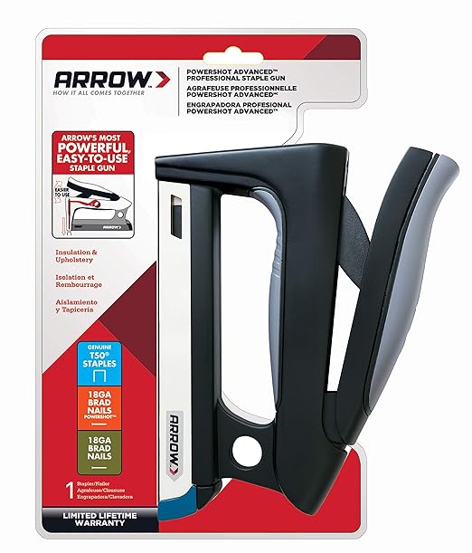 Arrow T50HS PowerShot Advanced Professional Heavy Duty 2-In-1 Staple and Nail Gun for Wood, Upholstery, Furniture, Crafts, Fits All T50 Staples and 5/8” Brad Nails