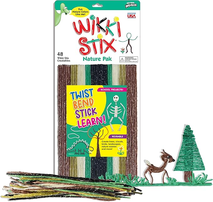 Arts and Crafts for Kids Triple Play Pack, Non-Toxic, Waxed Yarn, Fidget Toy, Reusable Molding and Sculpting Playset, American Made by Wikki Stix, 3 Color Sets, 144 Count