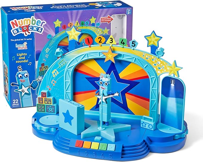 hand2mind Numberblock Five’s Musical Superstar Stage, Play Figure Playsets, Toddler Music Toys, Number Toys, Counting Toys, Math Toys for Kids 3-5, Preschool Learning Toys, Birthday Gifts for Kids