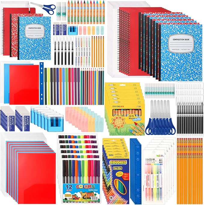 6 Set 2026 School Supplies Kit, 47 Pcs Per Set Back to School Supplies Primary Middle College Bundle Essential Stuff Bulk Pen Notebook Stationery for Kid Student Girl Teen Classroom Boy