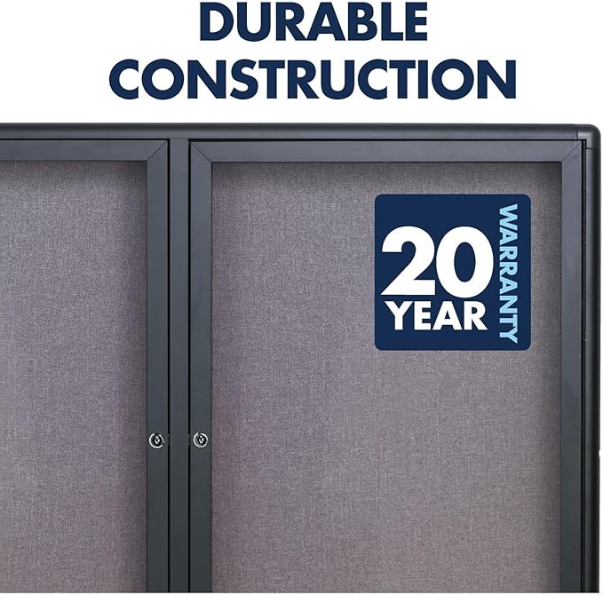 Quartet Bulletin Board, 6' x 4' Enclosed Fabric Notice Board, Lockable Swing Doors, Graphite Frame (2367L)
