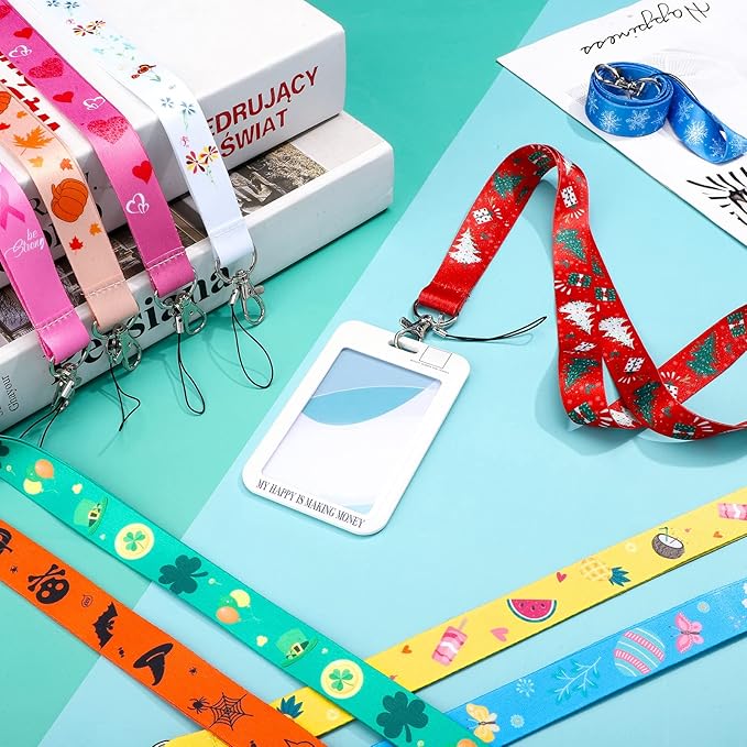 Marspark 14 Pcs Seasonal Holiday Lanyards for ID Badges St. Patrick's Day Lanyards Keychains Bulk for Spring Teacher Gifts St. Patrick's Day Easter Summer Office Supplies