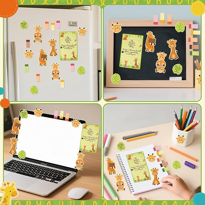 B1ykin Cute Sticky Notes Set - I Just Really Like Giraffe Self-Stick Notes Pad, 550 Sheets Writing Memo Pages Sticky Notepad for Teacher Appreciation Gifts, School Office Party Supplies (Giraffe)