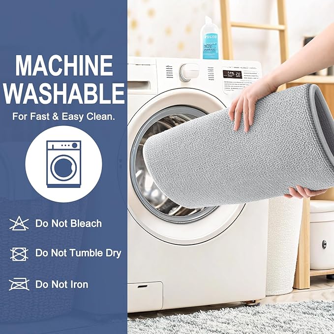 OLANLY Thick Memory Foam Bath Mat Rug 47x32, Extra Soft Absorbent Bathroom Rug, Quick Dry Bath Mats, Non-Slip, Machine Washable Carpet for Bathroom, Tub and Shower, Home Decor Accessories, Light Grey