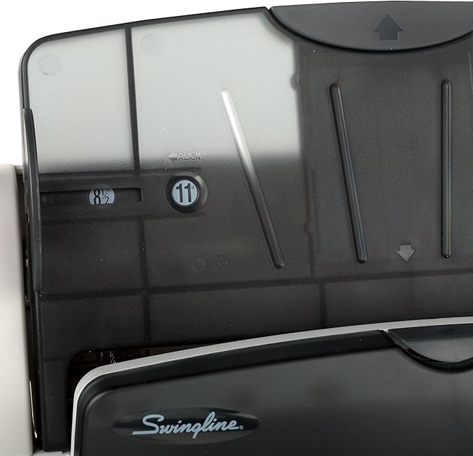 Swingline 3 Hole Punch, 40 Sheet Capacity Three Hole Puncher 3 Ring, Adjustable 2-7 Hole Paper Punch, LightTouch Low Effort, Black & Silver (74357)