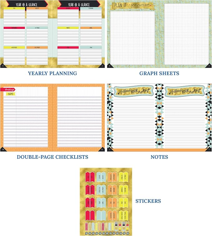 Carson Dellosa Aim High Teacher Planner 2025-2026, Undated 8" x 11" Lesson Plan Book With Stickers, Class Schedule and Weekly Calendar School Supplies, Classroom Must Haves and Homeschool Essentials