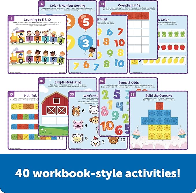 Learning Resources Skillbuilders Numbers Learning Kit - Math Manipulatives, Linking Cubes, Homeschool Supplies, Preschool Classroom Must Haves, Toddler Activities