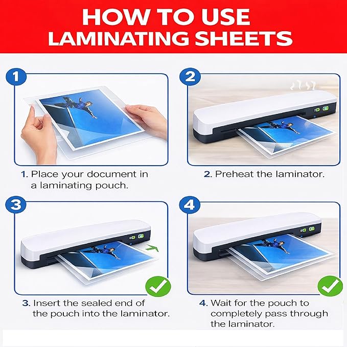 3MIL Thermal Laminating Sheets (125 Count) Small Sizes, Photo, Card, Notecard, ID Badge, Business Card Dry-Erase Friendly Laminating Pouches, Compatible with Laminators Crystal Clear Laminated Finish