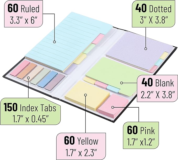 Mr. Pen- Sticky Note Set, 410 Pack, Pastel Colors, Divider Sticky Notes Tabs, Office Supplies, Planner Sticky Note Dividers Tabs, Book Notes, Stocky Notes for Bible Journaling