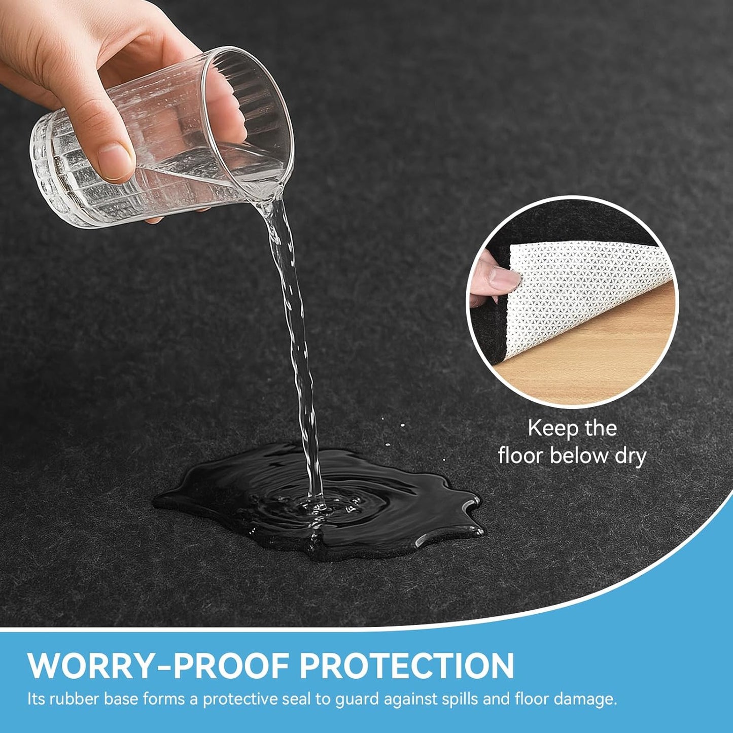 Warmstar 8x10 FT Non Slip Rug Pad,100% Waterproof Felt Rug Pad for Hardwood Floors,1/4” Thick Soft Carpet Pad with Natural Rubber Backing,Secure Grip & Floor Protection