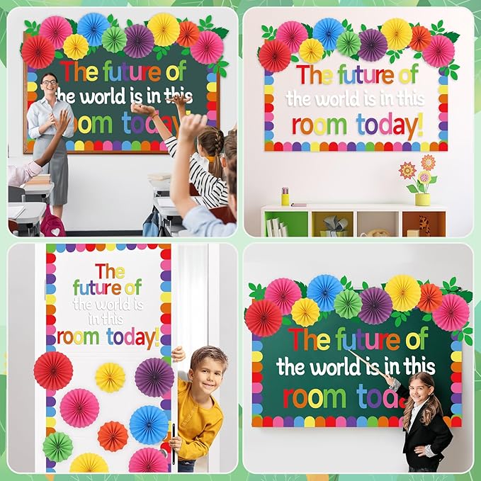 Classroom Bulletin Board Decorations with 3D Paper Fans Inspirational The Future of The World is in This Room Bulletin Board Set for Back to School Motivational Office Home Wall Door Chalkboard Decor