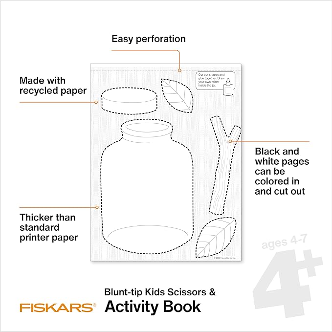 Fiskars Cut & Create Activity Book with 5" Kids Scissors, Ages 4+