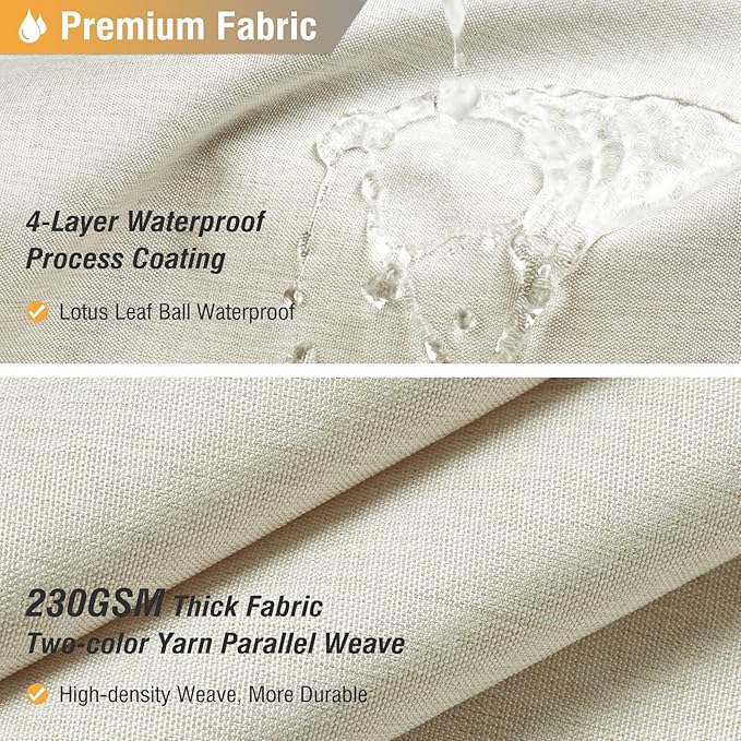 BTTN Fabric Shower Curtain, Linen Textured Heavy Duty Polyester Cloth Shower Curtain Set with Plastic Hooks, Light Cream, 72" W x 84" L (Pack of 1)