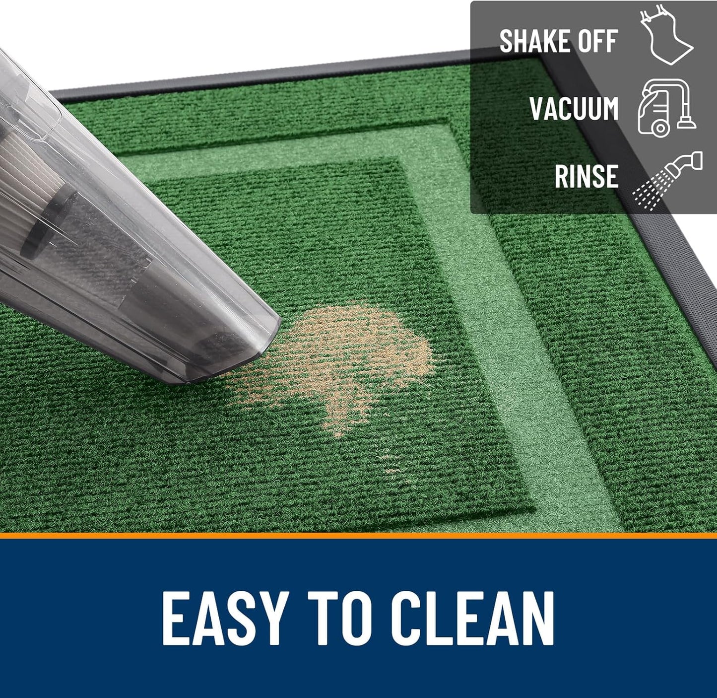 OLANLY Front Door Mat Indoor Outdoor Entrance, Waterproof All-Season, All-Weather Doormat, Sturdy Natural Rubber, Fade Resistant, Low Profile, Easy Clean Patio Porch Entryway Mat, 71x47, Green