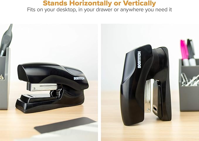 Bostitch Office Heavy Duty Stapler, 40 Sheet Capacity, No Jam, Half Strip, Fits into the Palm of Your Hand, For Classroom, Office or Desk, Black, 3-Pack