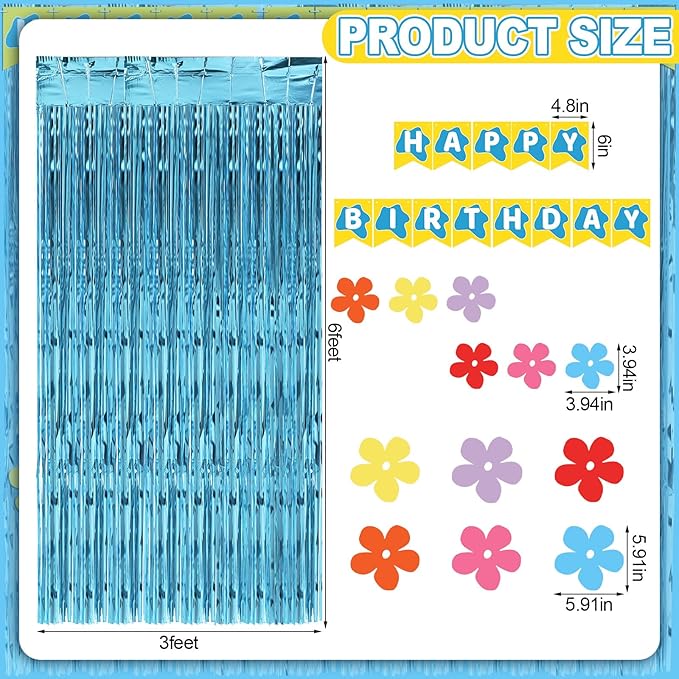 Epakh 39 Pcs Cartoon Sponge Party Decorations Sponge 25th Birthday Decorations Includes 24 Pieces Paper Cards Decor 13 Pcs Happy Birthday Banner 2 Pieces Foil Fringe Curtain Backdrop for Photo Prop