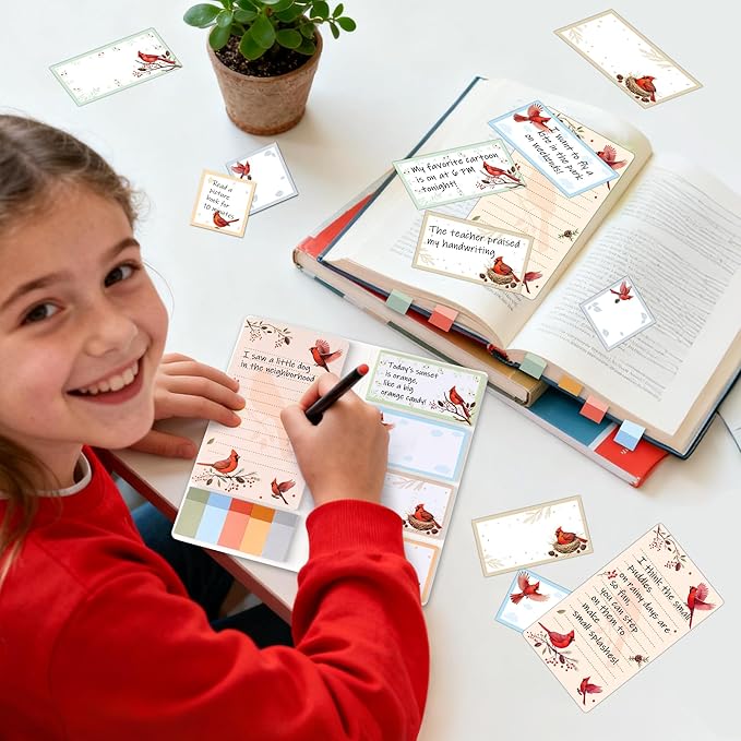 B1ykin Cute Sticky Notes Set - I Just Really Like Cardinal Self-Stick Notes Pad, 550 Sheets Writing Memo Pages Sticky Notepad for Teacher Appreciation Gifts, School Office Supplies (Cardinal)