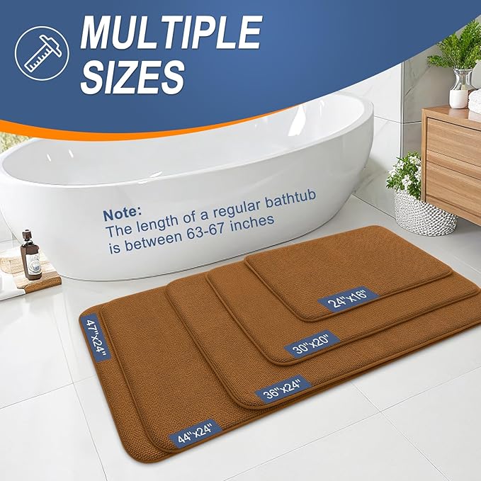 OLANLY Thick Memory Foam Bath Mat Rug 36x24, Extra Soft Absorbent Bathroom Rug, Quick Dry Bath Mats, Non-Slip, Machine Washable Carpet for Bathroom, Tub and Shower, Home Decor Accessories, Ochre