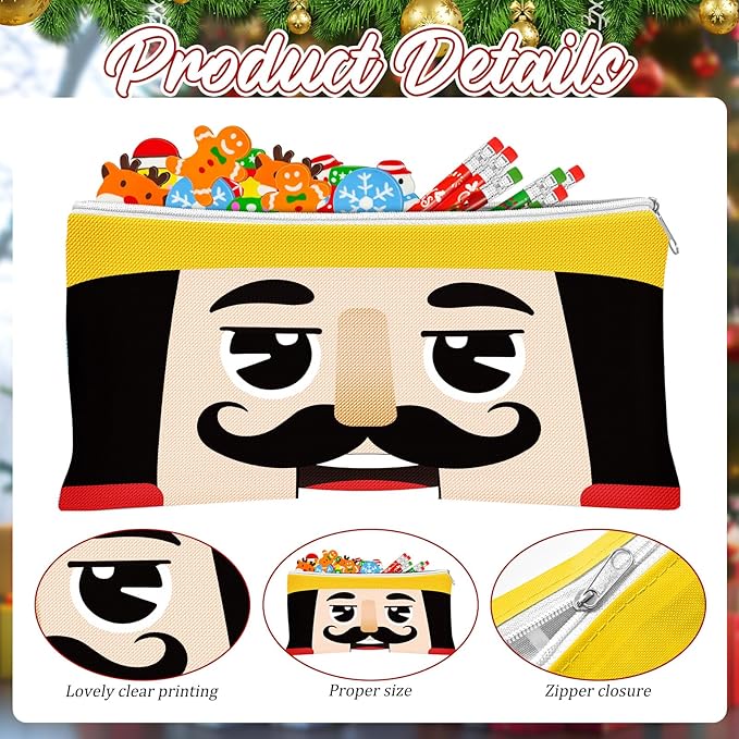 Cinrobiye 48 Pcs Christmas Gift Set Holiday Pencil Case Pouches Festive Pencils Erasers Xmas Party Favors Supplies Stocking Stuffers Goody Bag Fillers Teacher Rewards Prizes Holiday Exchange Gifts