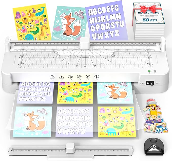 13in Laminator Machine with Sheets 50pcs + Paper Trimmer + Corner Rounder, 11x17 / ABS Anti-Jam Technology |Dual Hot and Cold Mode | 90s Fast Preheat for A3/A4/A5/A6 Home Office School Use