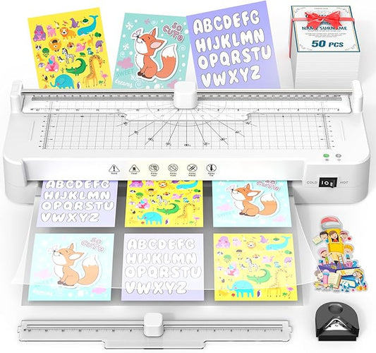 13in Laminator Machine with Sheets 50pcs + Paper Trimmer + Corner Rounder, 11x17 / ABS Anti-Jam Technology |Dual Hot and Cold Mode | 90s Fast Preheat for A3/A4/A5/A6 Home Office School Use