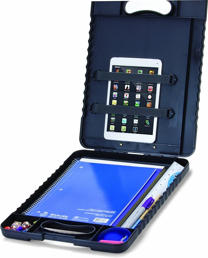 Officemate Deluxe Letter/A4 Size Tablet Clipboard Case with LED Light, Charcoal (83316)