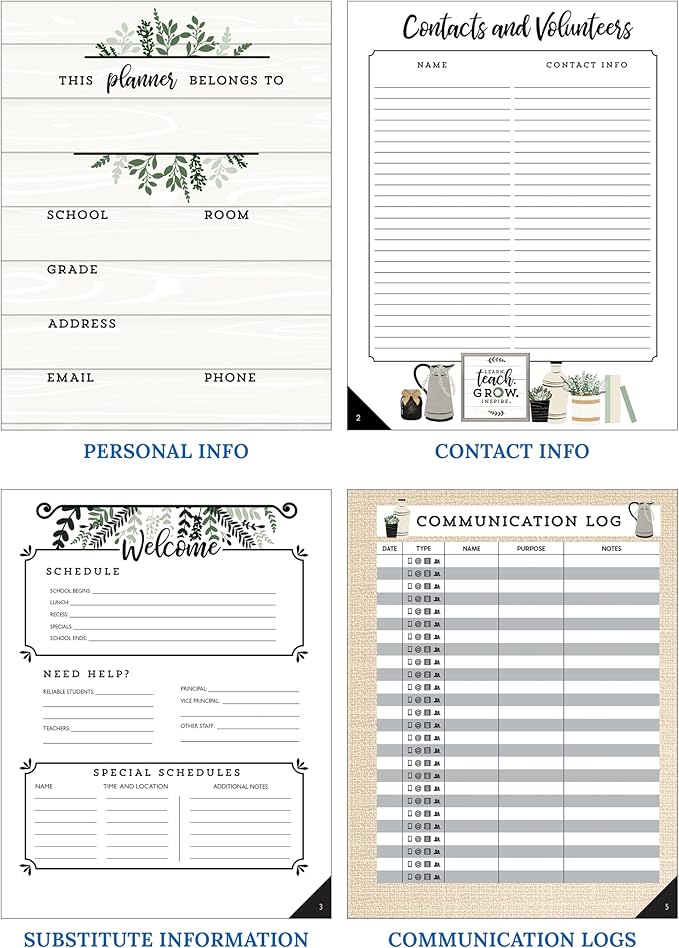 Carson Dellosa Education Modern Farmhouse Teacher Planner 2025-2026,Undated 8" x 11" Lesson Plan Book With Stickers, Class Schedule & Weekly Calendar School Supplies, Homeschool & Classroom Must Haves