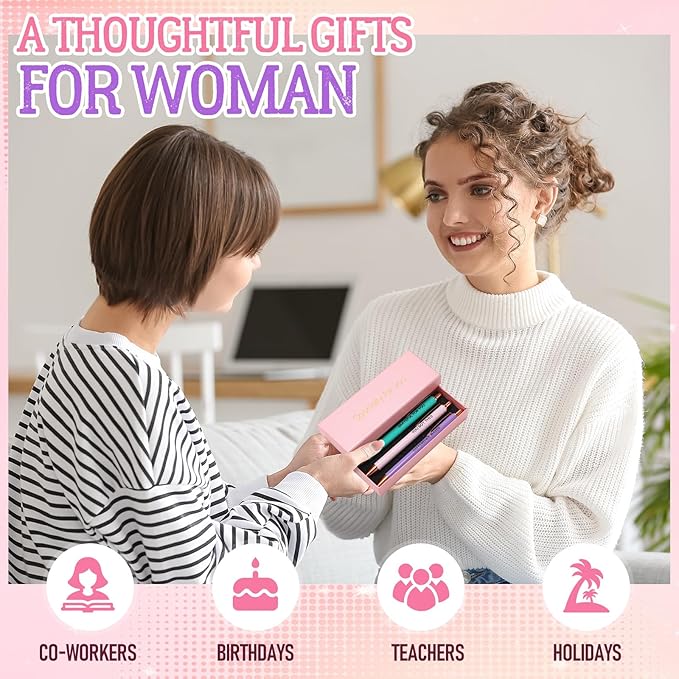 Tenceur 50 Pcs Pink Thank You Gifts for Women Bulk Employee Appreciation Gift Set with 30 Luxury Ballpoint Pens 10 Greeting Cards and 10 Gift Boxes for Teacher Nurse Coworker Volunteers(Appreciate)