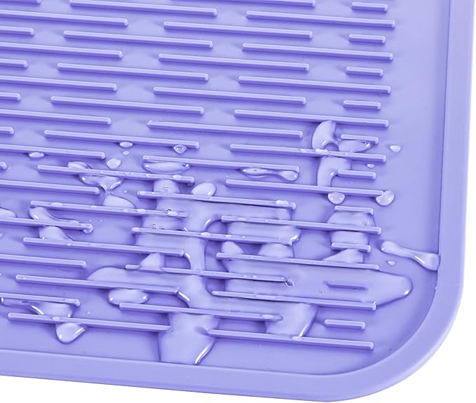 Silicone Dish Drying Mat for Multiple Usage,Easy clean,Eco-friendly,Heat-resistant Silicone Mat for Kitchen Counter or Sink,Refrigerator or Drawer Liner Light Purple 3XL 28 inches x 18 inches