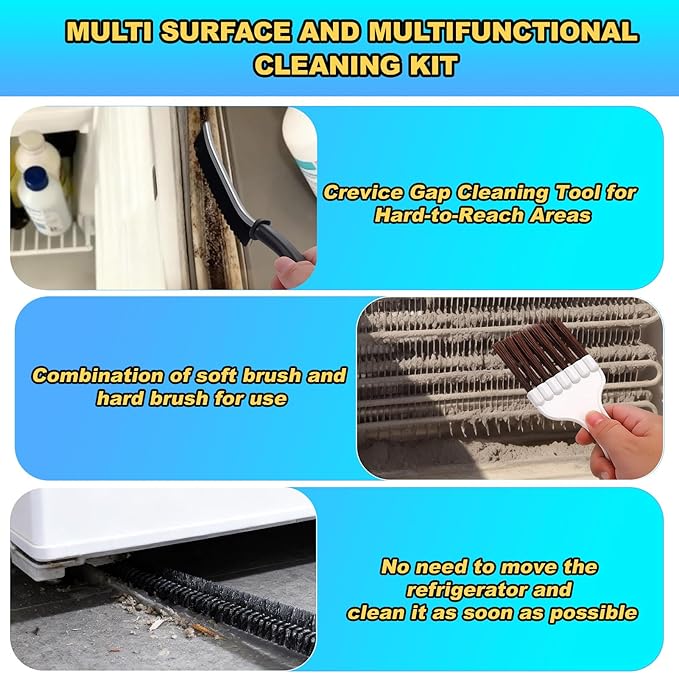 Palksky Refrigerator Coil Cleaning Brush Set, Fridge Radiator Brush & Condenser Coil Cleaning Brush for Dust Removal, Crevice Gap Cleaning Tool for Tight Spaces (5-Pack) ﻿
