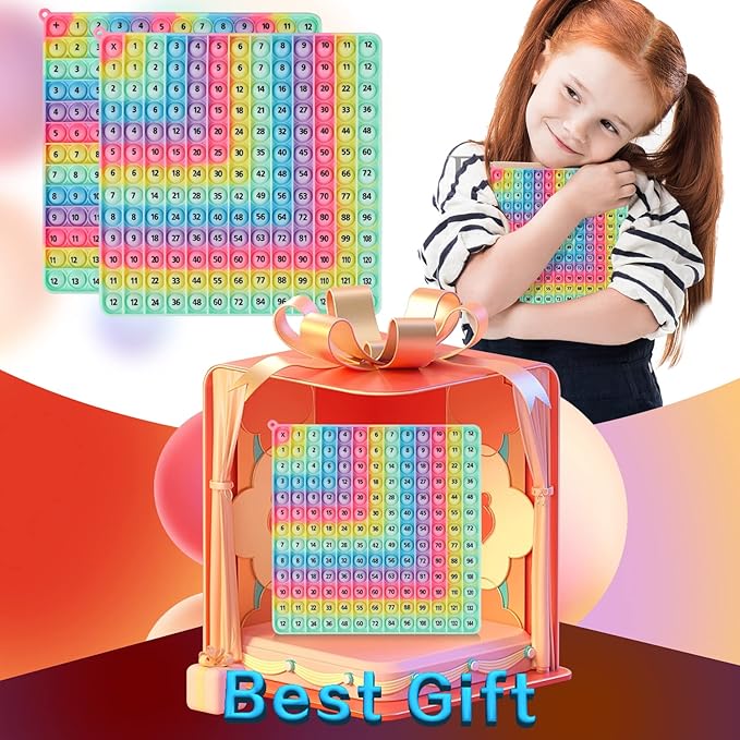 Multiplication & Addition Game Table Division Flash Cards 3rd Grade pop-up Fidget Math Toy, Create Various Math Learning Toy Times Table Number Blocks (Double-Sided Printed)