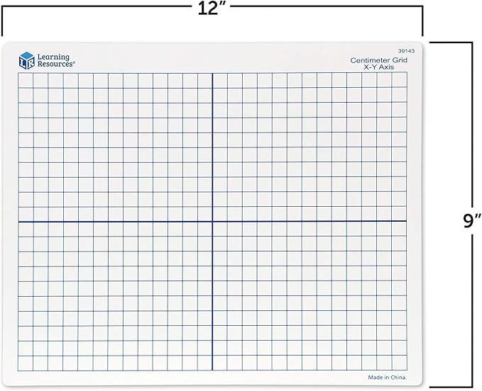 Learning Resources 9"x 11" Double Sided X-Y Axis Dry Erase Mats, Graphing, Math Classroom Accessories, Teaching Aids, Set of 10, Ages 6+
