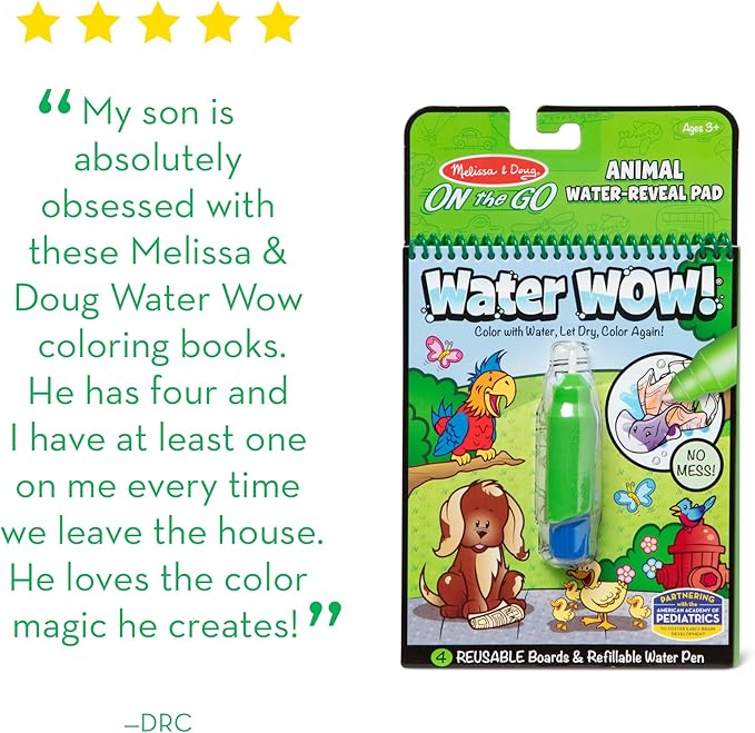 Melissa & Doug On the Go Water Wow! Reusable Water-Reveal Activity Pad - Animals - FSC Certified