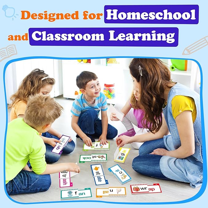 Word Family Build Book, 30 Read and Rhyme Flip Books, Sight Words Flash Cards Kindergarten, Learn to Read Phonics Flash Cards Flip Books for Kids, Homeschool Preschool Classroom Must Haves