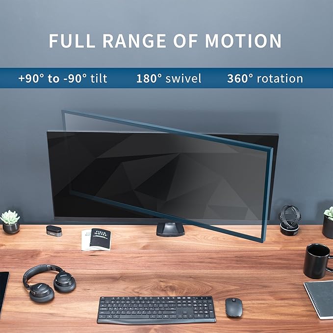 VIVO Premium Aluminum Heavy Duty Single Monitor Arm for Ultrawide Monitor up to 40 inches and 24 lbs, Desk Mount Stand, Pneumatic Height, Max VESA 100x100, Black, STAND-V101Q
